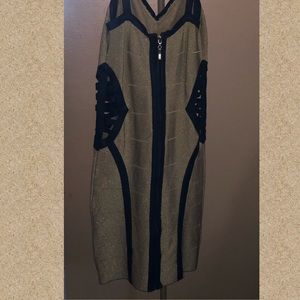 BEBE Body Con Dress Gold And Black